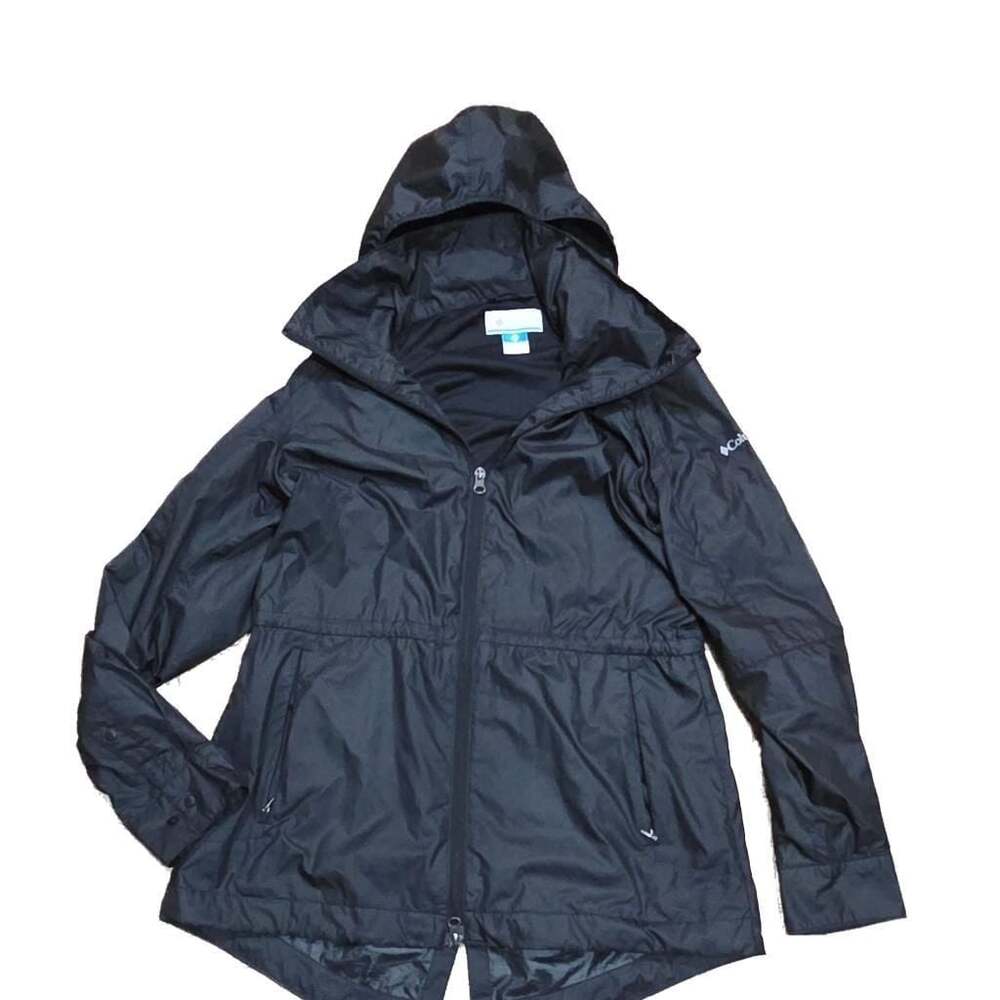 Columbia Women's Switchback III Rain Jacket Mid-Length Windbreaker Black Size Me